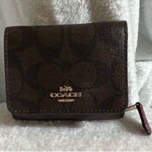 Coach Small Trifold Wallet In Signature Canvas